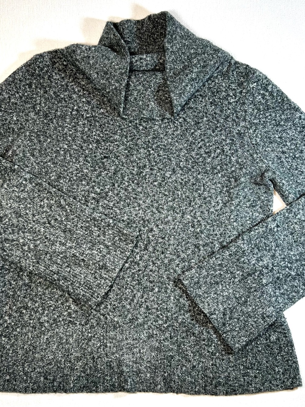 LOFT Alpaca & Cotton Blend Marled Charcoal Turtleneck Sweater
